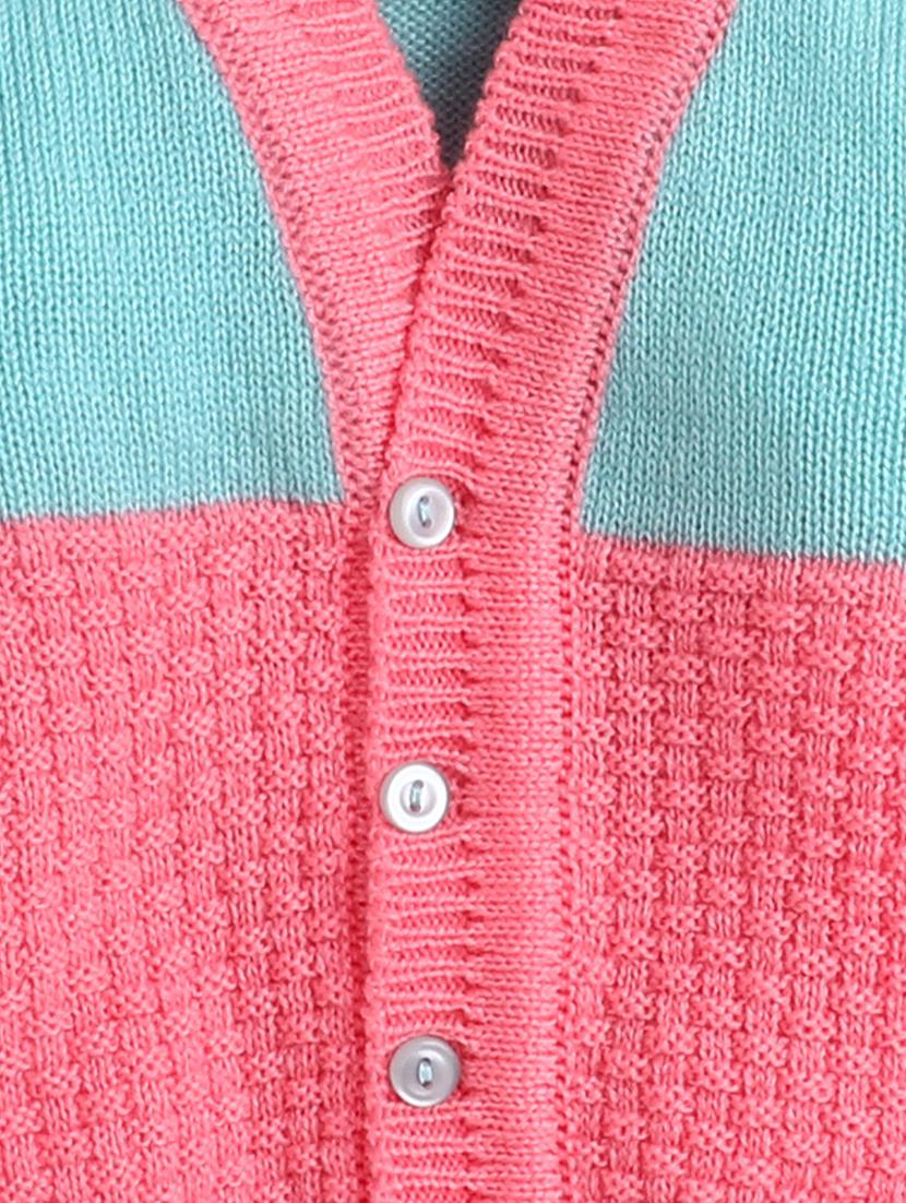 girls pink color block sweater with cap & socks - 18460394 - Standard Image - 4