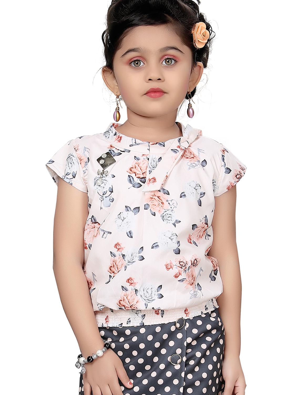 girls white floral top & polka dot skirt - 18460422 - Standard Image - 4
