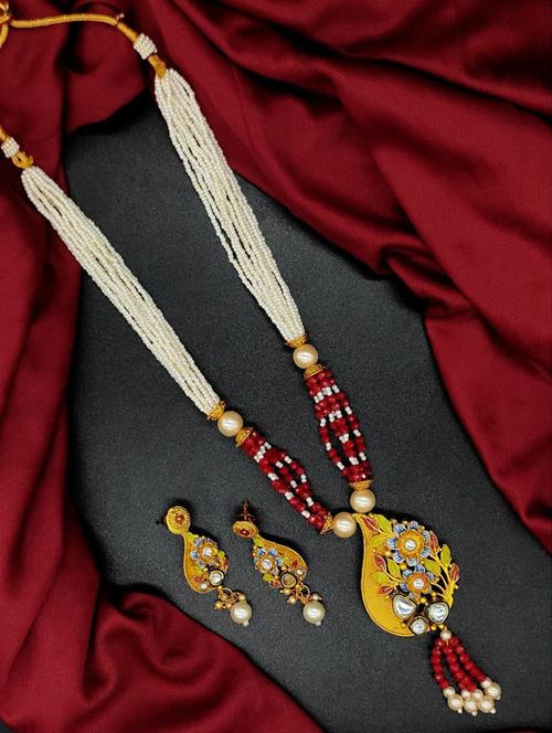 green multistrand beaded kundan gold plated necklace & earring set for women ns_1773_bl_275 - 18460470 - Standard Image - 0