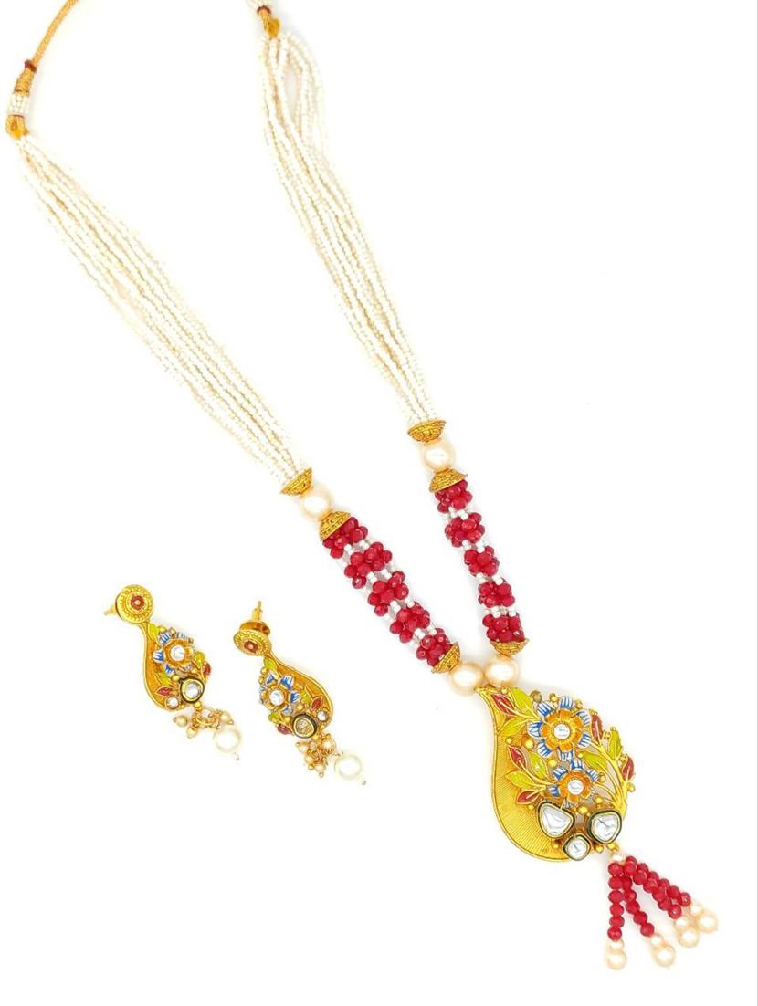  green multistrand beaded kundan gold plated necklace & earring set for women ns_1773_bl_275 - 18460470 -  Standard Image - 1