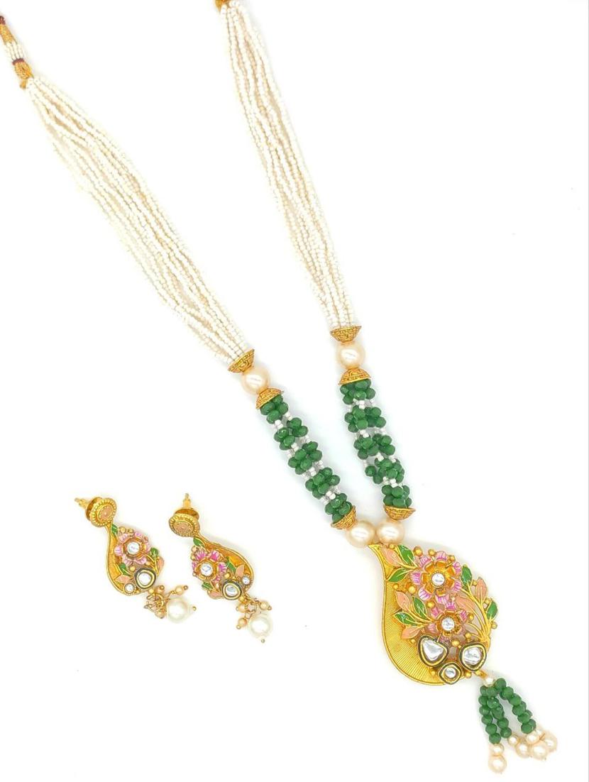 ruby multistrand beaded kundan gold plated necklace & earring set for women ns_1773_g_275 - 18460471 - Standard Image - 1