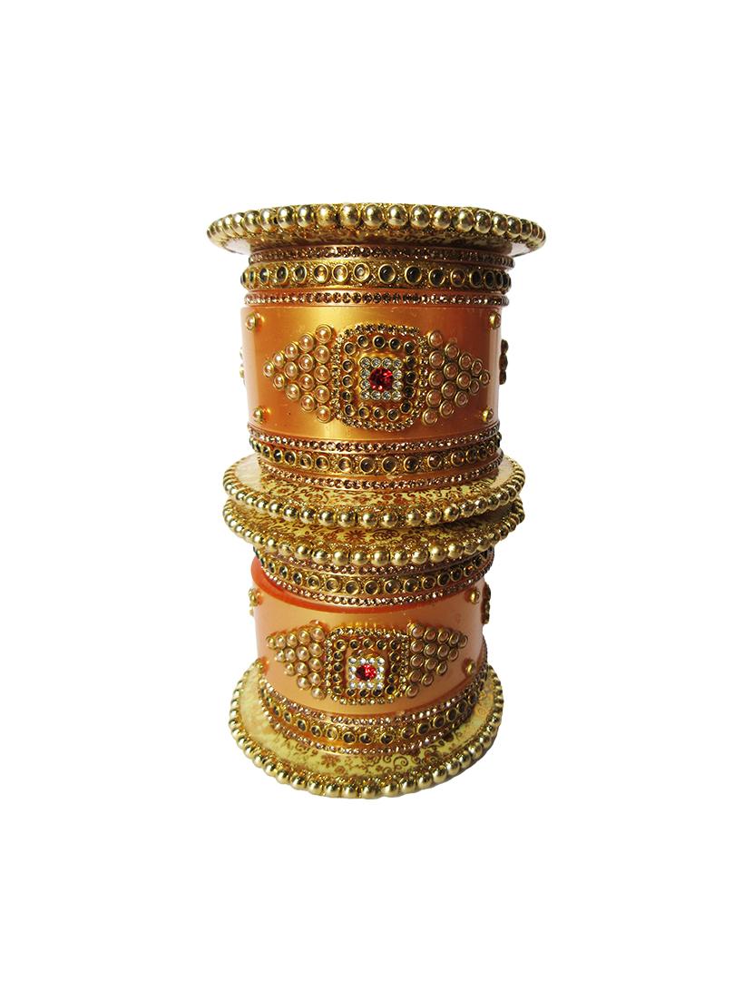 gold  designer chuda set for women - 18460526 -  Standard Image - 1