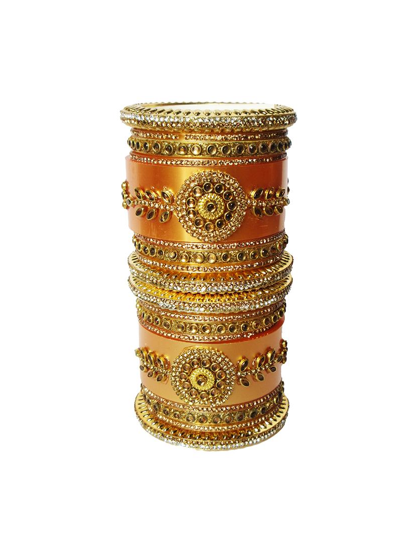 gold designer chuda set for women - 18460528 - Standard Image - 1