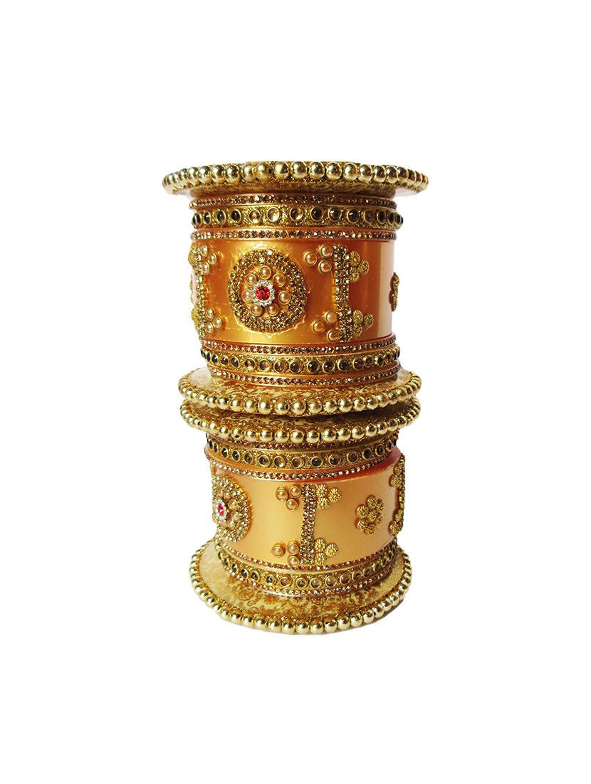 gold designer chuda set for women - 18460530 -  Standard Image - 1