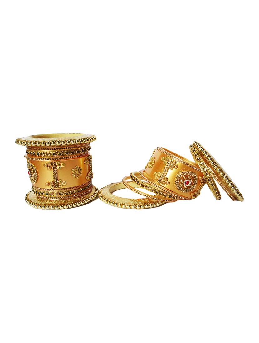 gold designer chuda set for women - 18460530 - Standard Image - 4
