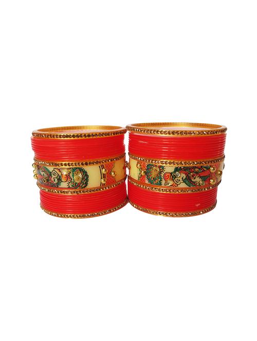 red designer chuda set for women/girls - 18460536 -  Standard Image - 0