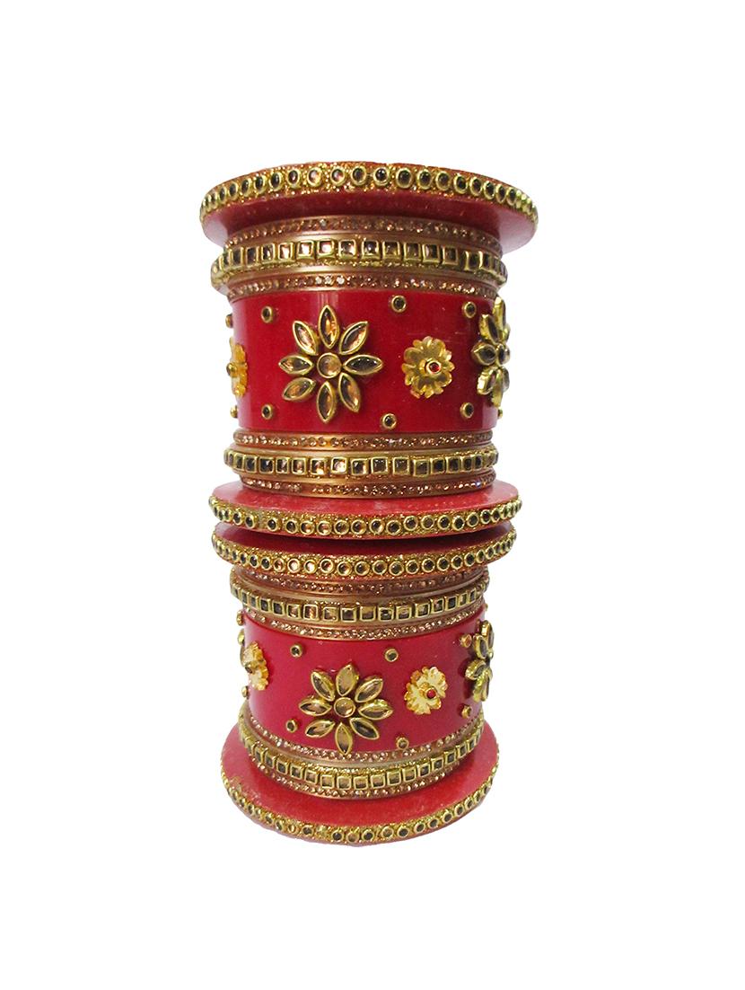 red designer chuda set for women/girls - 18460538 -  Standard Image - 1