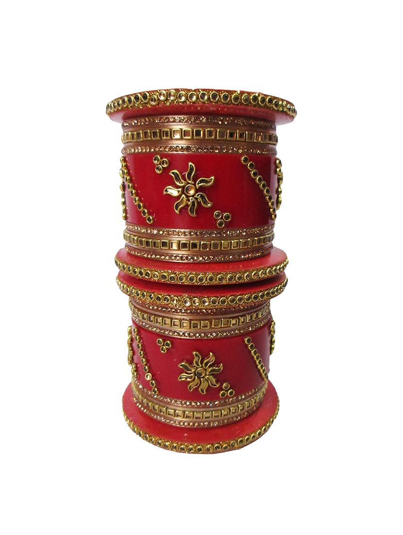 red designer chuda set for women/girls - 18460539 - Standard Image - 1