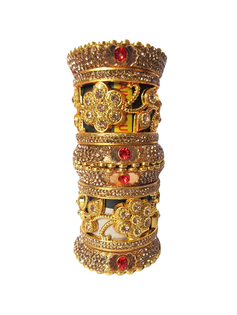gold designer chuda set for women/girls - 18460542 - Standard Image - 1