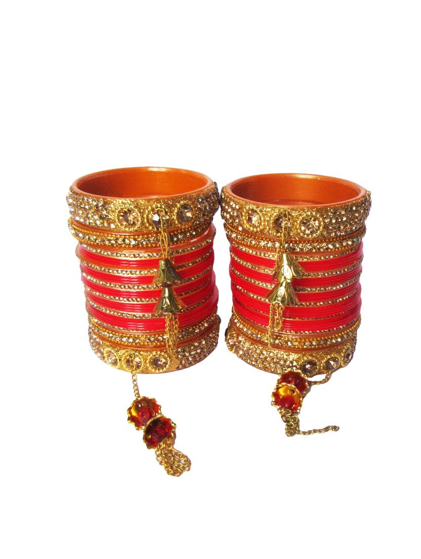 red designer chuda set for women/girls - 18460544 -  Zoom Image - 0