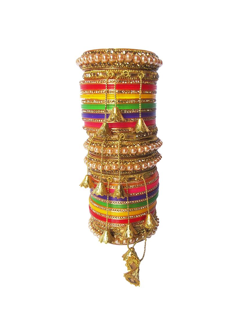 multi colored designer chuda set for women - 18460545 -  Standard Image - 1
