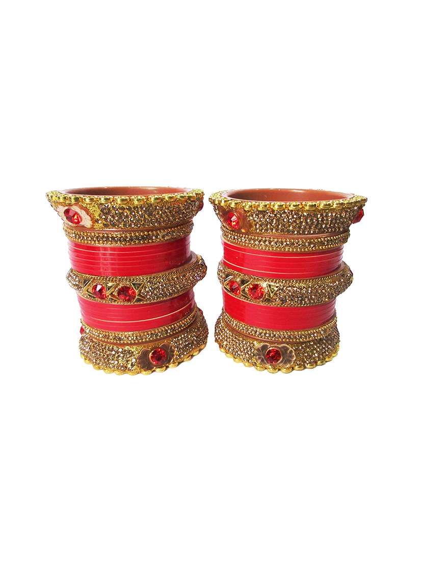 red designer chuda set for women/girls