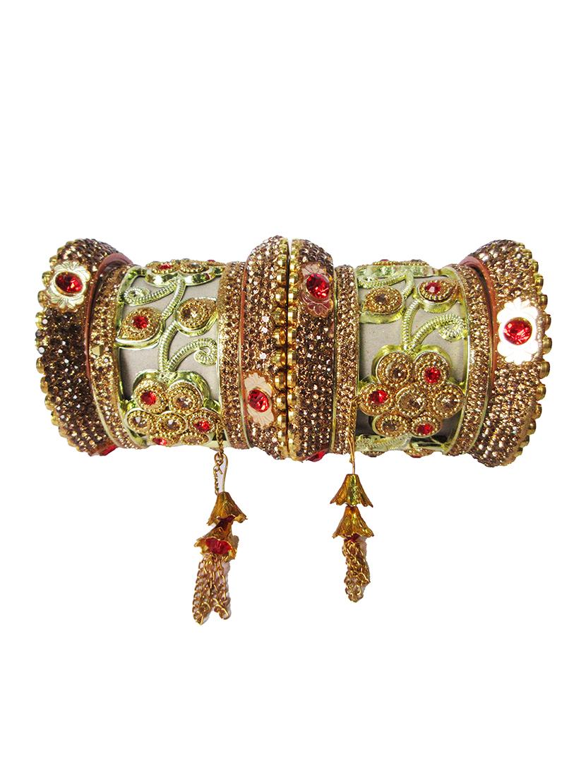 gold designer chuda set for women/girls - 18460552 - Standard Image - 1