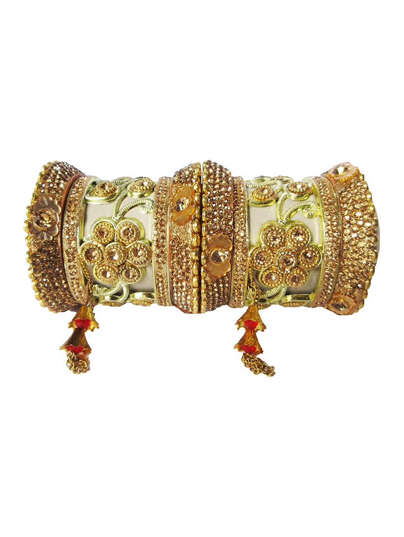 gold designer chuda set for women/girls - 18460554 - Standard Image - 1