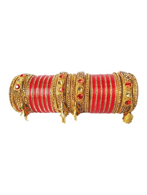 red designer chuda set for women/girls - 18460555 - Standard Image - 0