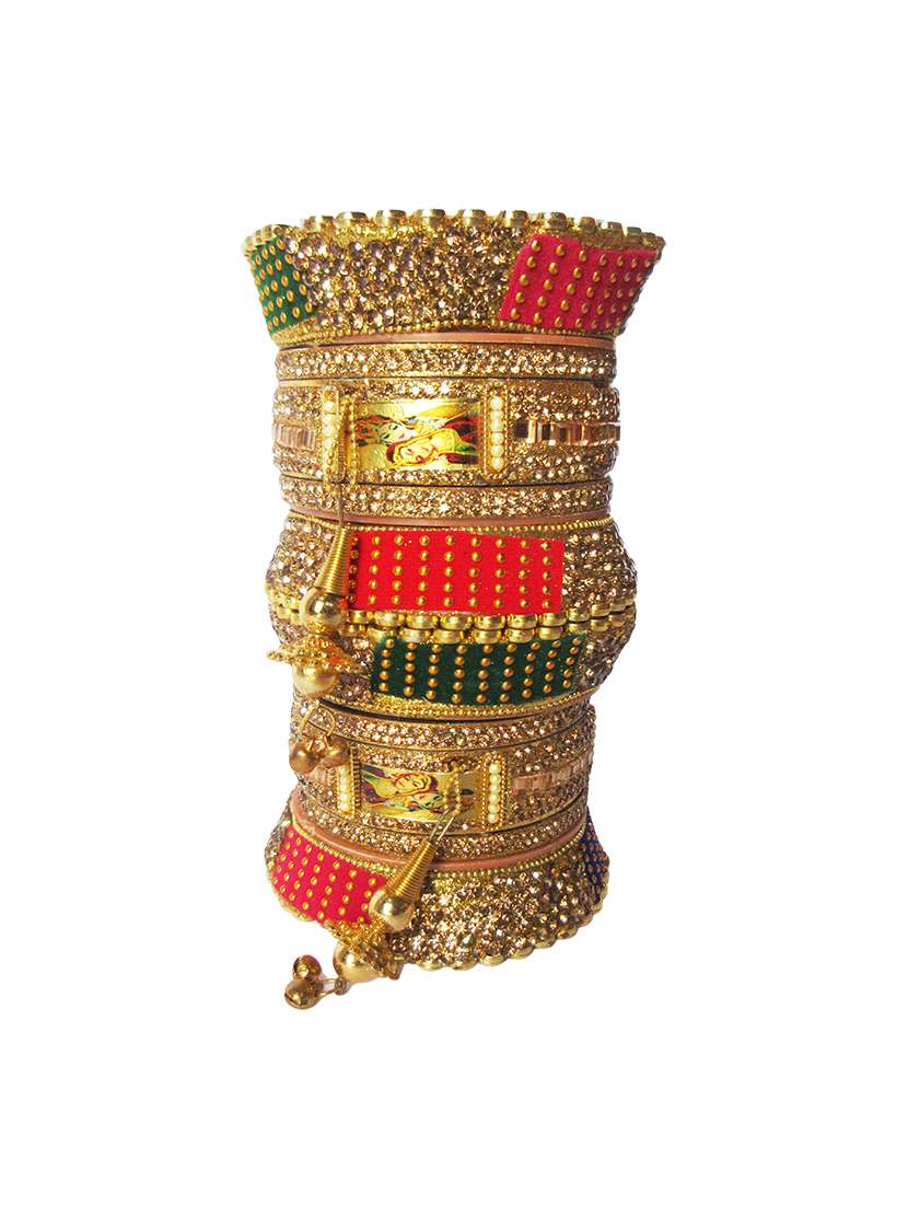 multi colored designer chuda set for women - 18460556 -  Standard Image - 1