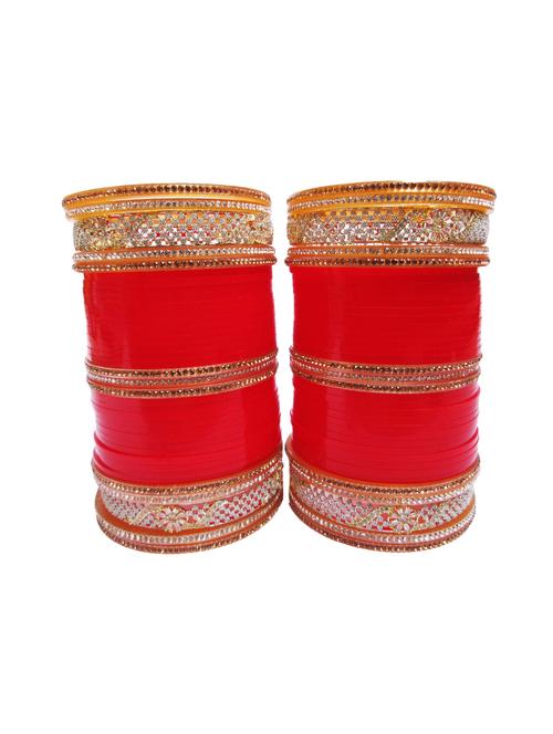 red designer chuda set for women/girls - 18460558 -  Standard Image - 0