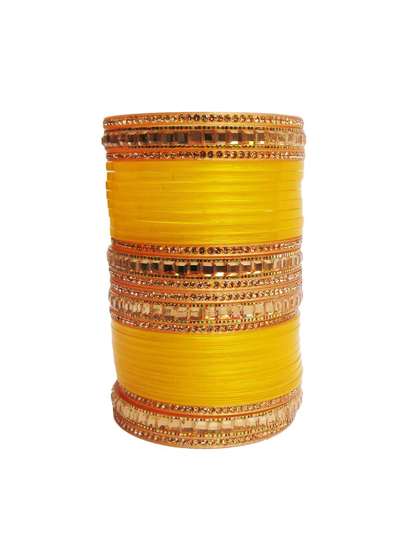 yellow  designer chuda set for women/girls - 18460559 -  Standard Image - 1