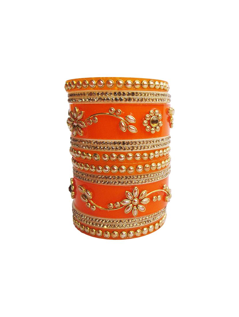 orange designer chuda set for women/girls - 18460563 - Standard Image - 1