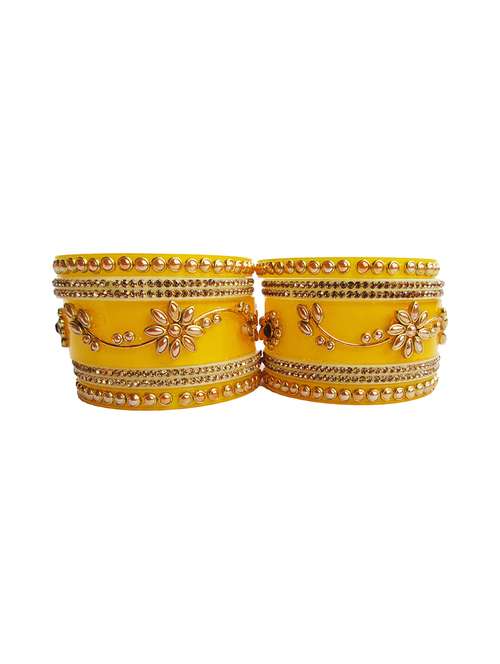 yellow designer chuda set for women/girls - 18460564 -  Standard Image - 0