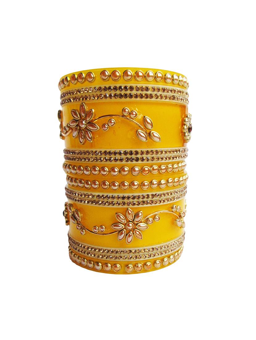 yellow designer chuda set for women/girls - 18460564 -  Standard Image - 1
