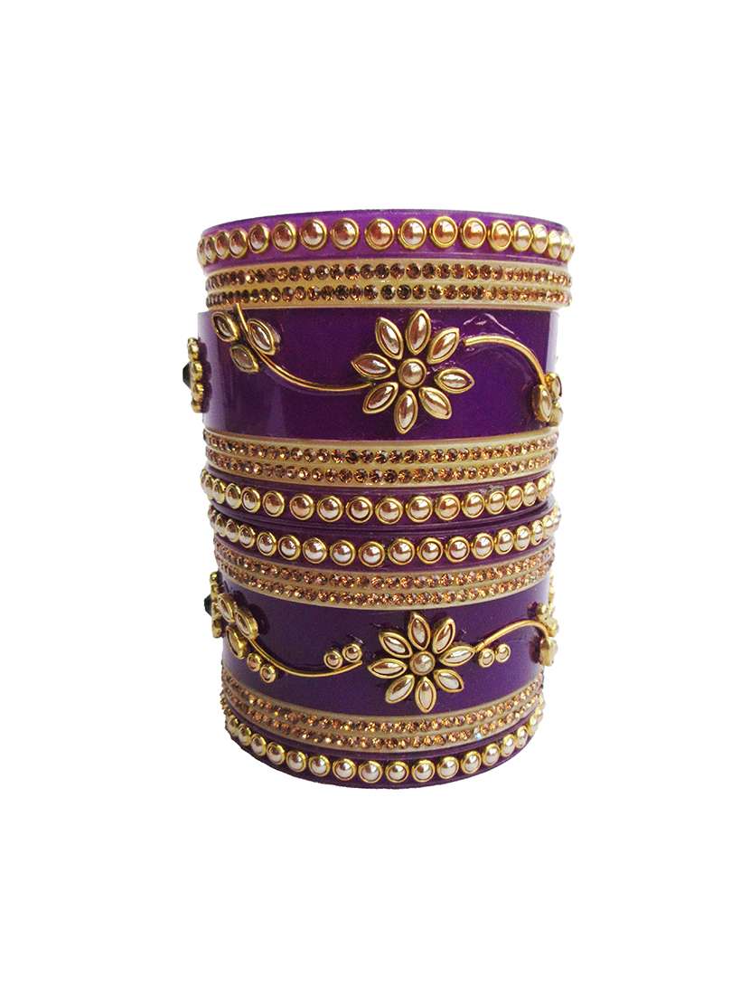 purple designer chuda set for women/girls - 18460565 -  Standard Image - 1