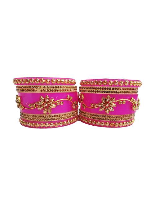 pink designer chuda set for women/girls - 18460566 - Standard Image - 0