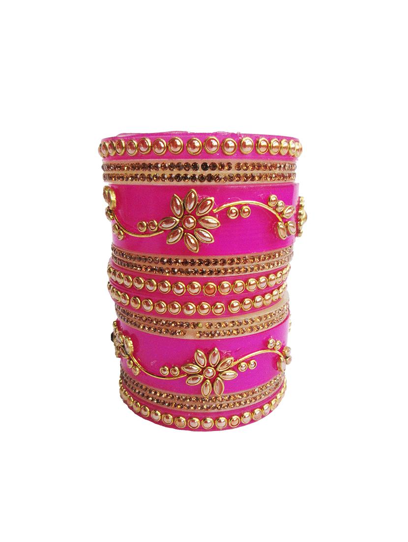 pink designer chuda set for women/girls - 18460566 - Standard Image - 1