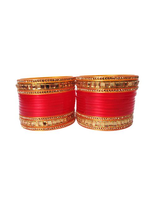 red designer chuda set for women/girls - 18460567 -  Standard Image - 0