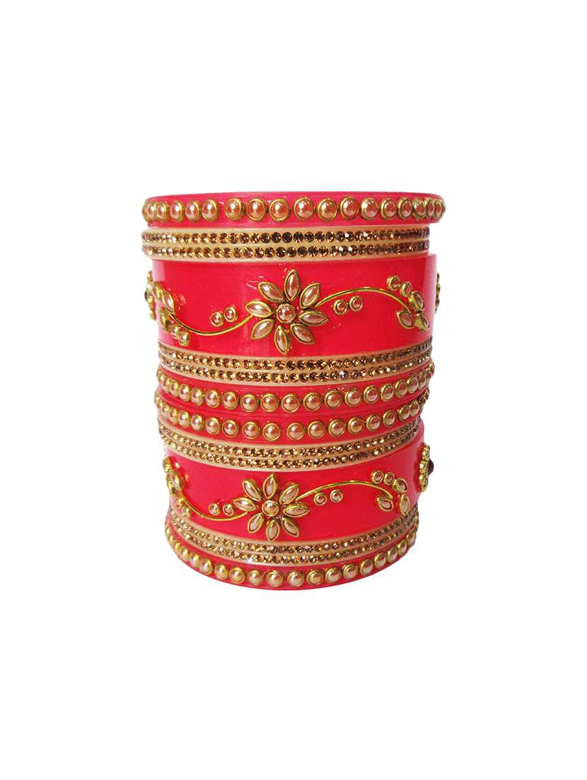 red designer chuda set for women/girls - 18460568 -  Standard Image - 1