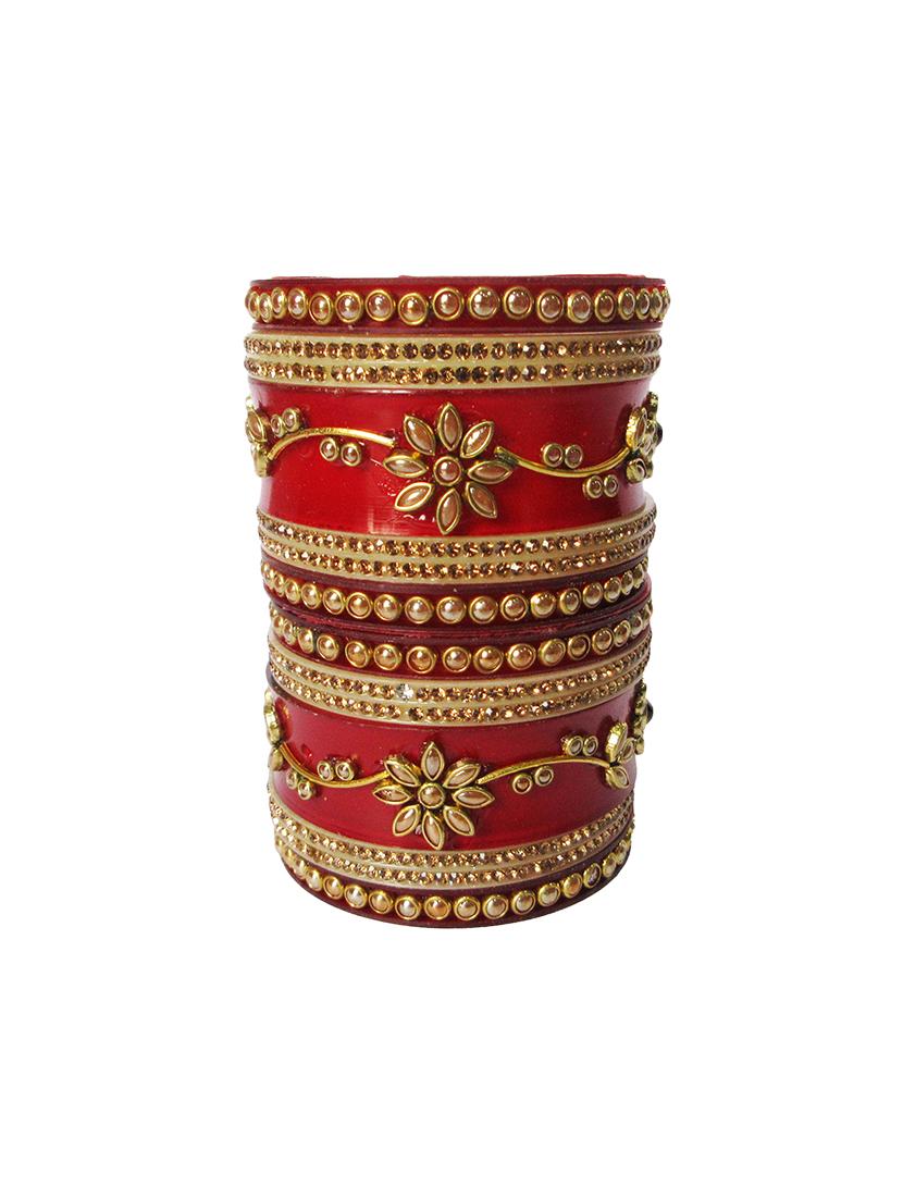 red designer chuda set for women/girls - 18460569 - Standard Image - 1