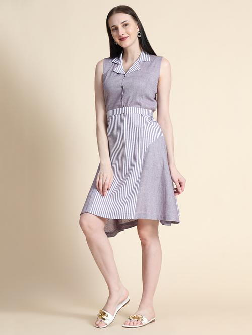 women's striped fit & flared dress - 18460582 -  Standard Image - 0