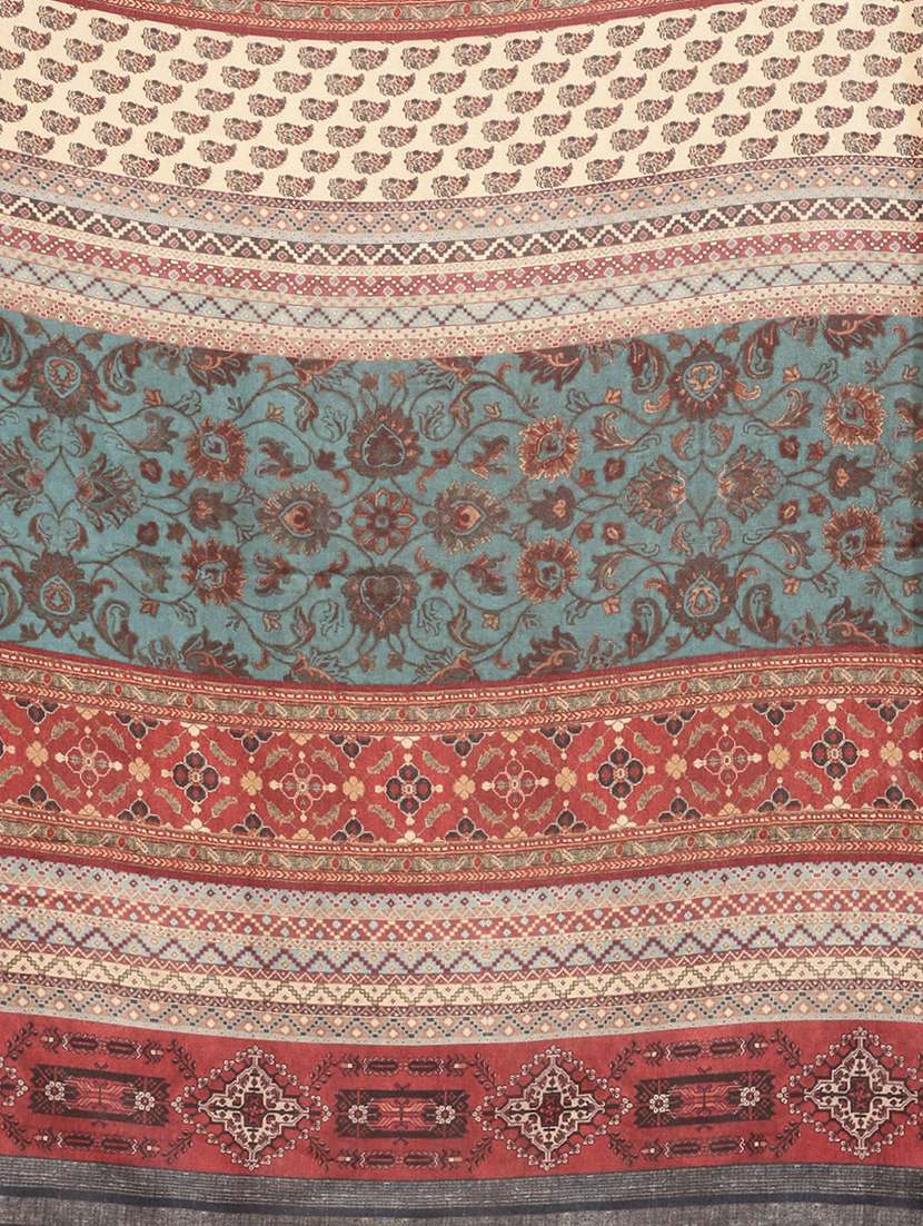 women's block print multi colored saree with blouse - 18460985 -  Standard Image - 4