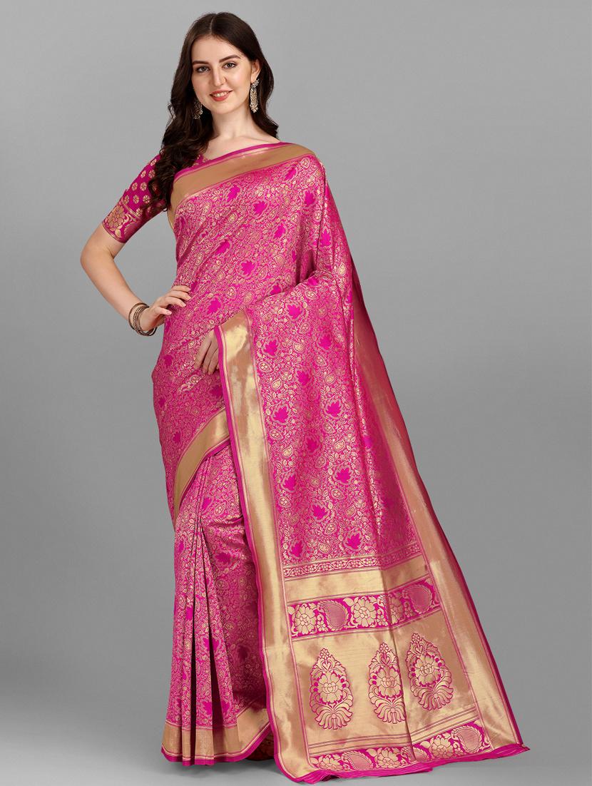 jacquard work woven saree with blouse - 18461266 -  Standard Image - 1