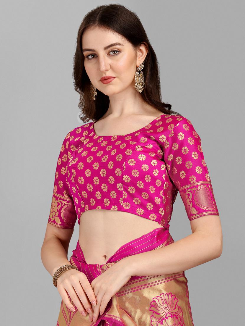 jacquard work woven saree with blouse - 18461266 - Standard Image - 4