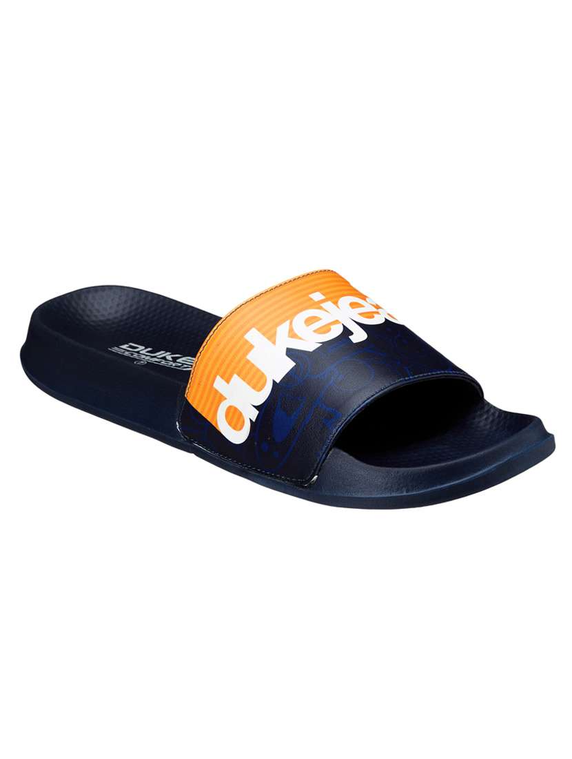 men navy slip on sliders
