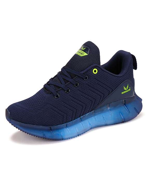men navy blue lace up sport shoe