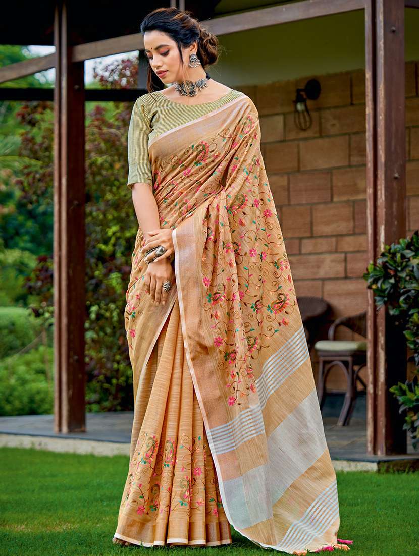 women's embroidered saree with blouse