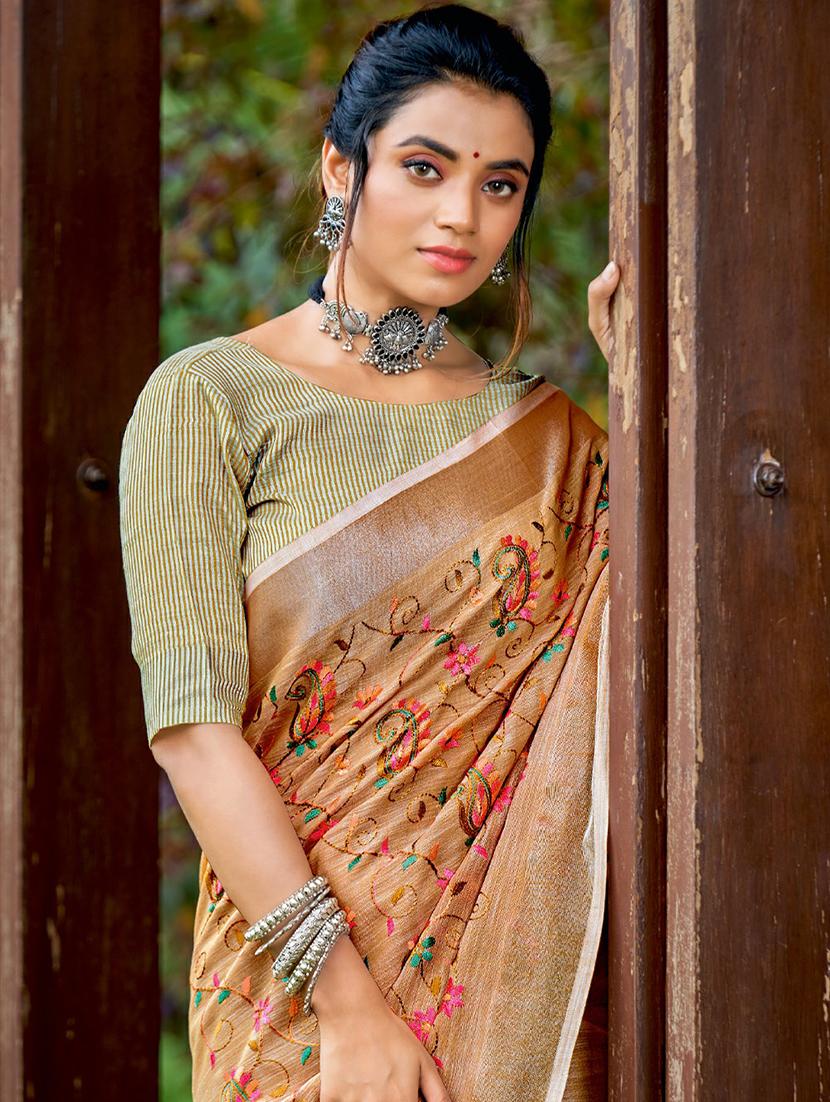 women's embroidered saree with blouse - 18461897 - Standard Image - 1