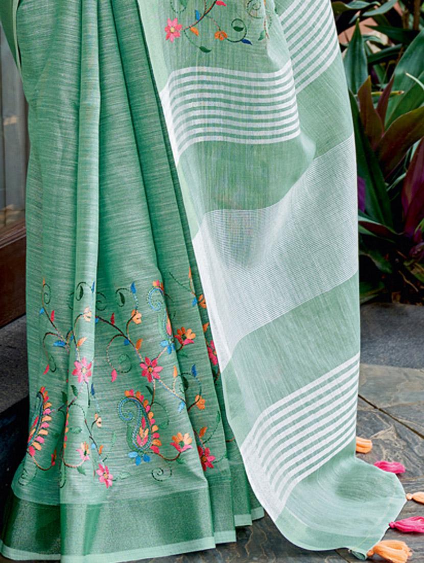 women's embroidered saree with blouse - 18461900 - Standard Image - 1