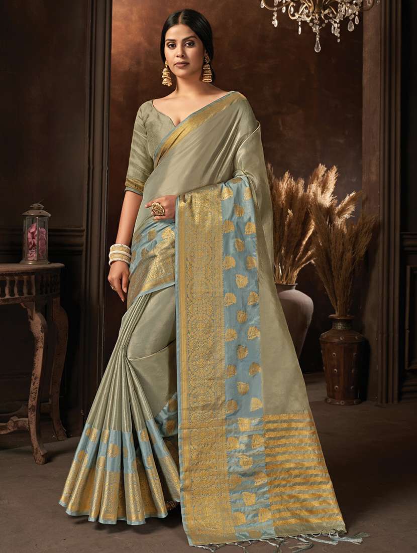 self design zari work woven saree
