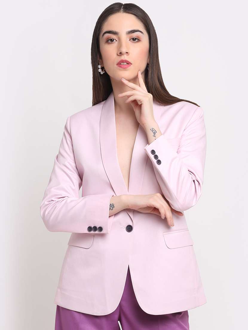 lapel neck solid formal blazer 