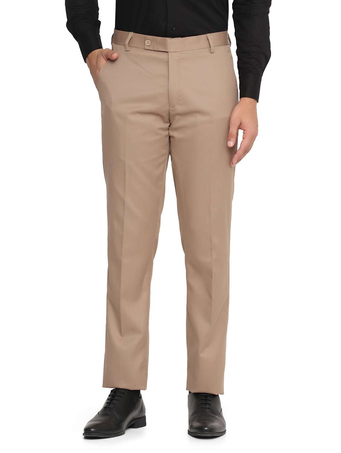 brown solid formal trouser