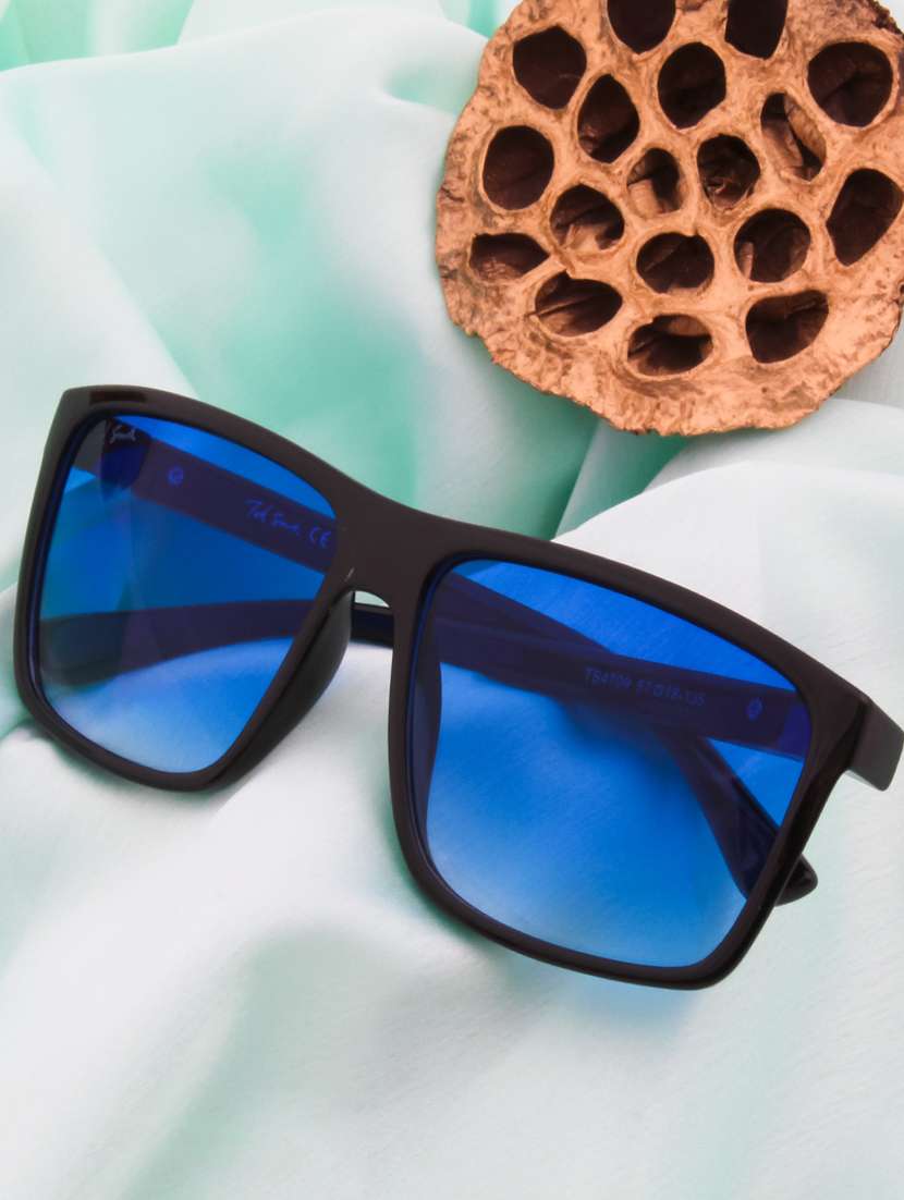 blazed wayfarer in blue graded sunglasses 