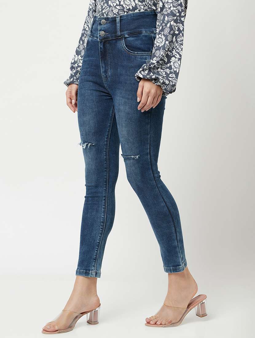 women's slash knee skinny fit jeans - 18462556 -  Standard Image - 1