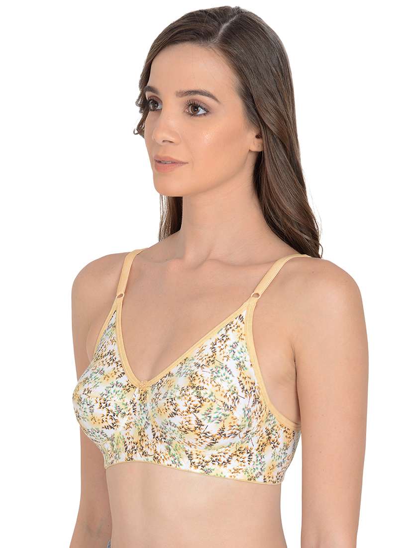 beige printed non padded bra - 18462602 -  Standard Image - 1