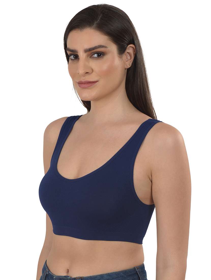 navy blue non padded bralette bra - 18462630 -  Standard Image - 1