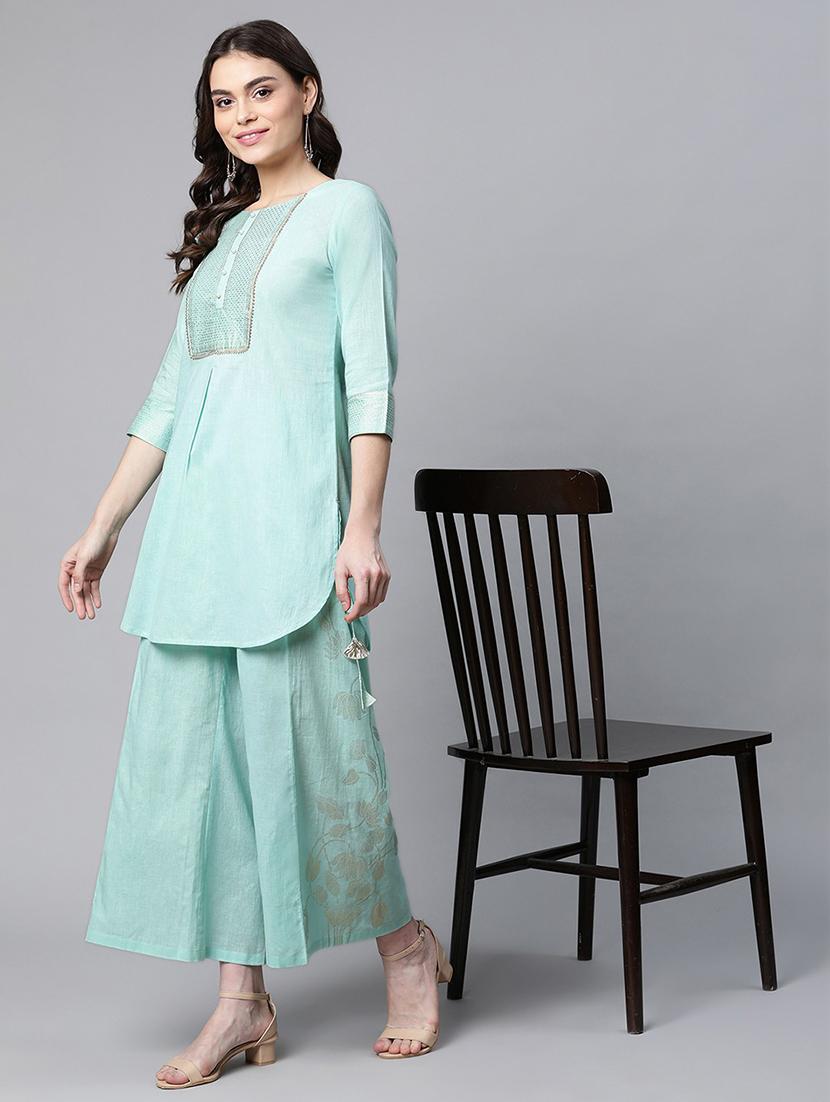 printed kurta palazzo set - 18462860 - Standard Image - 1
