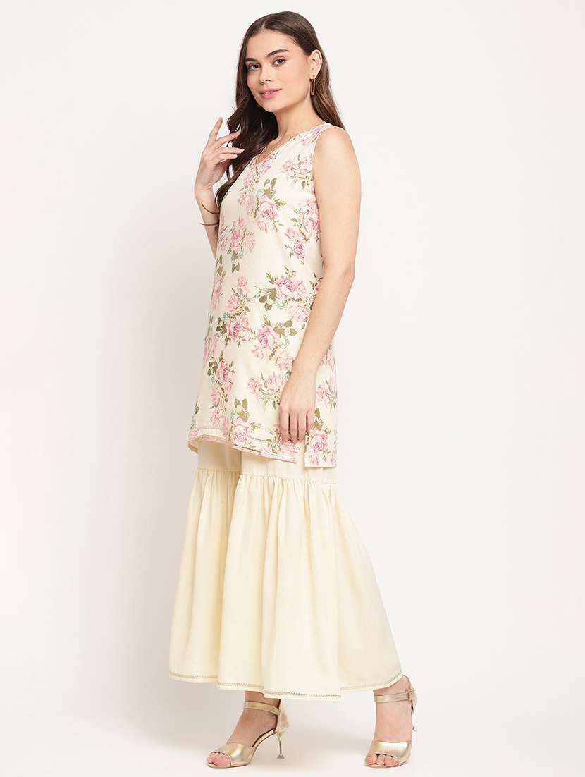floral printed kurta sharara set with dupatta - 18462880 -  Standard Image - 1