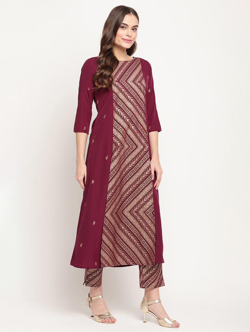 gold printed kurta pant set - 18462886 -  Standard Image - 1